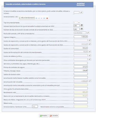 Renta web 2023 gastos del alquiler